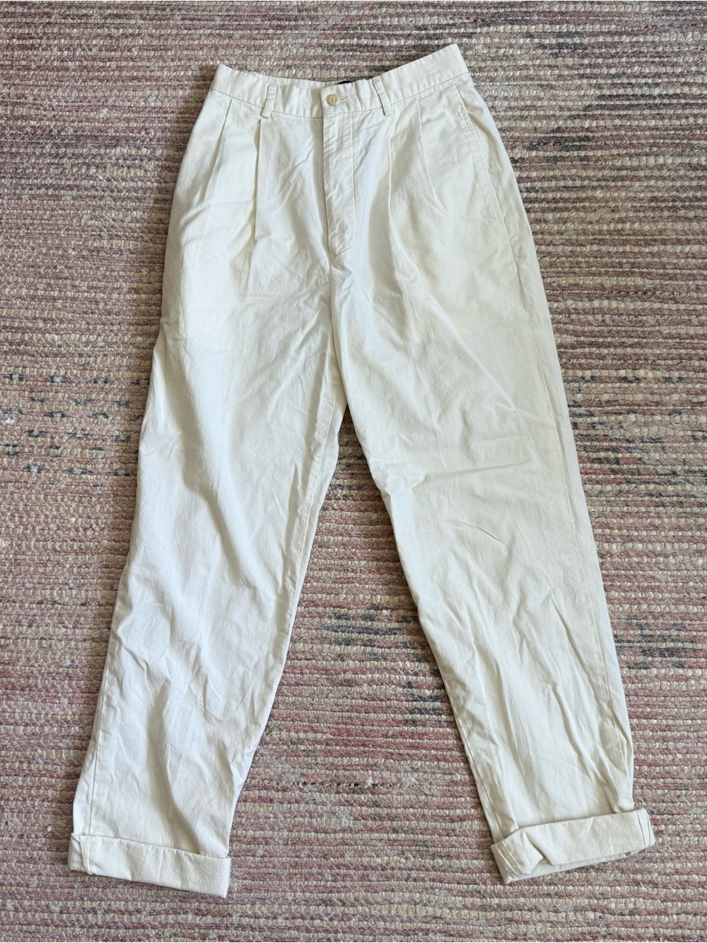 Ralph Lauren Cream High-Rise Pleated Trousers